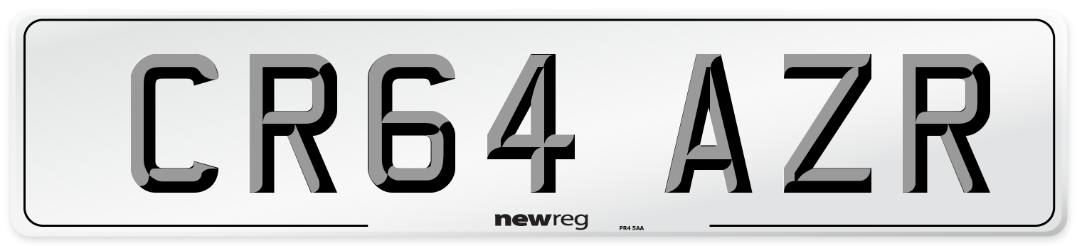 CR64 AZR Number Plate from New Reg